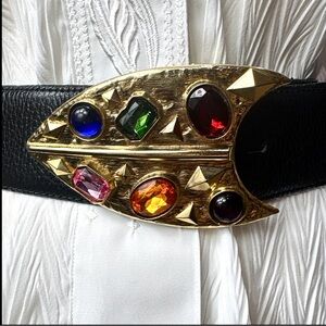 Laure de France Statement Leather Belt | Jewel Buckle | Made in France